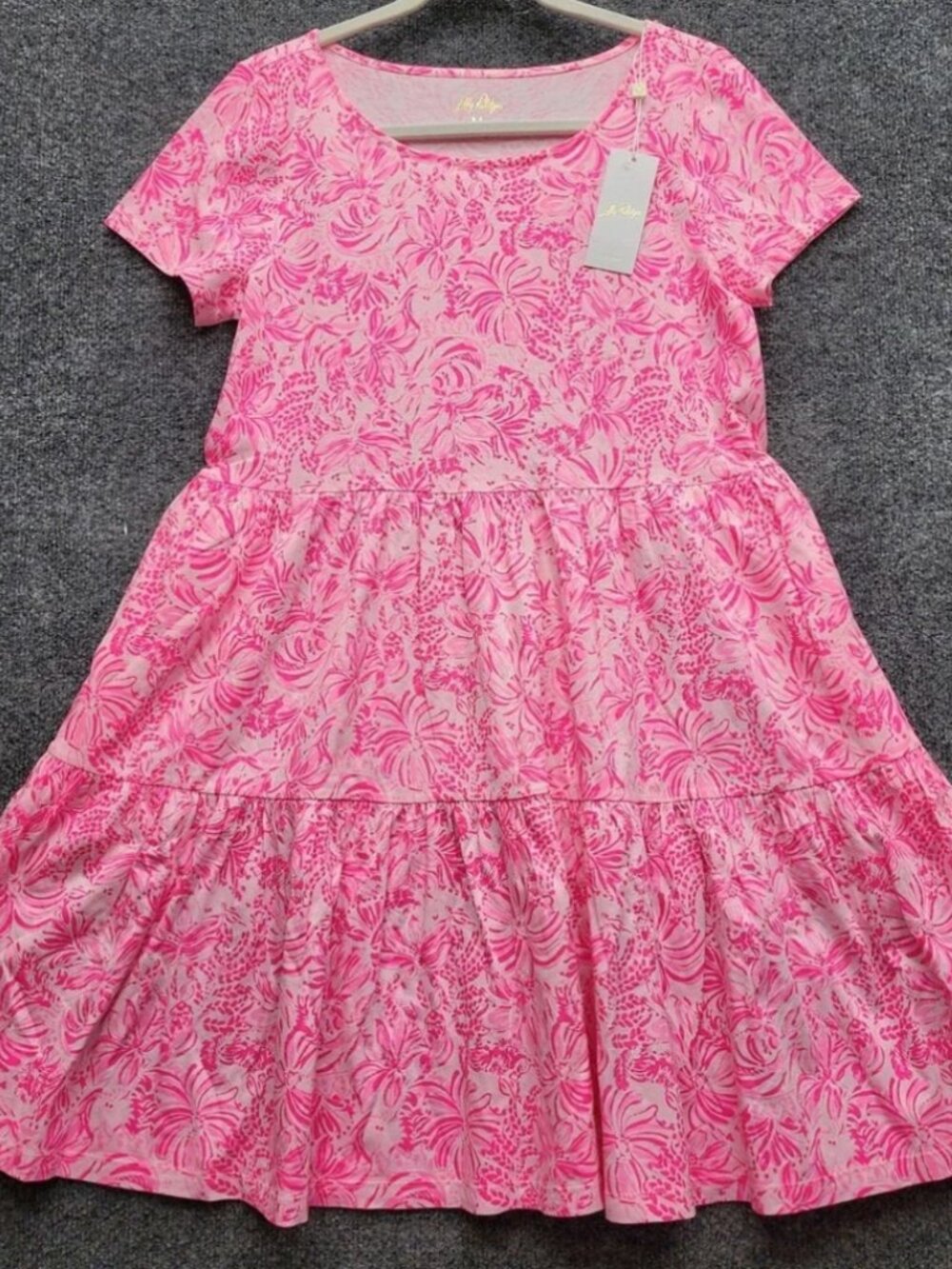 NWT Lilly Pulitzer Geanna Tiered Cotton Floral Midi Dress Pink Blossom Size M - Picture 2 of 10